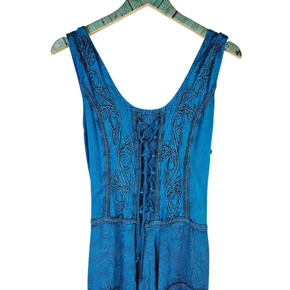 Vintage Advance Apparels Tie Dye Sear Sucker Sleeveless Assymetrical Dress, NWT - Picture 2 of 9